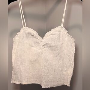 OAK + FORT White Textured Crop top